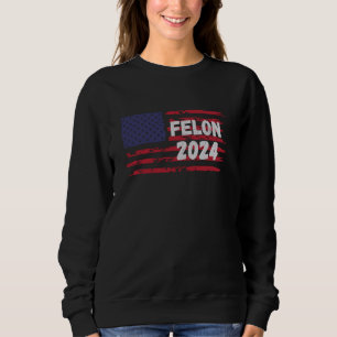 Camiseta Funny Election FELON 2024, Grunge, U.S Flag, julho