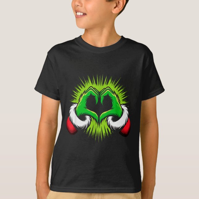 Camiseta Funny Elf Heart Hands Love Christmas  (Frente)