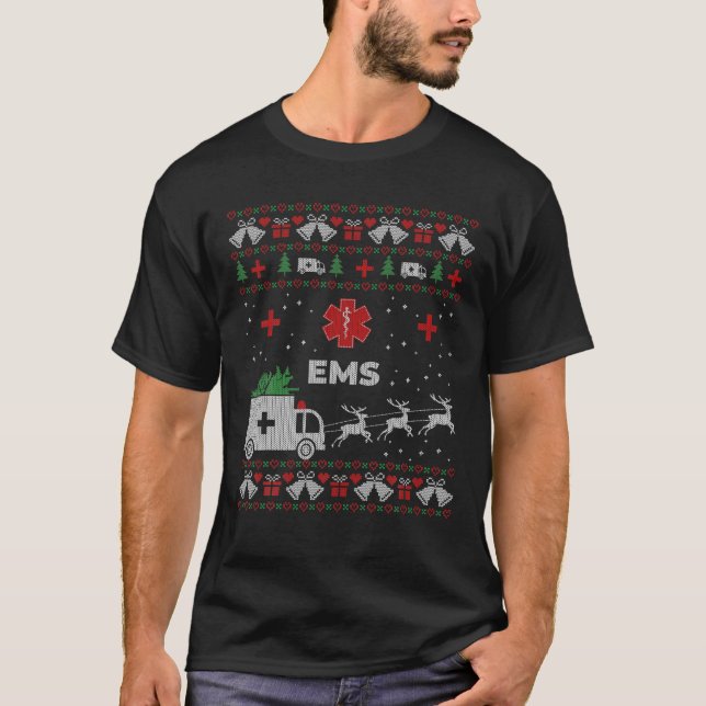 Camiseta Funny EMS Paramedicly Ugly Christmas Sweater (Frente)