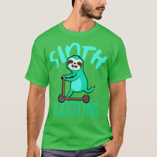Camiseta Funny EScooter Cute Kawaii Sloth Dirigindo Patinet