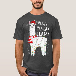 Camiseta Funny Fa La La Llama Xmas Lights Santa Hat Llama C