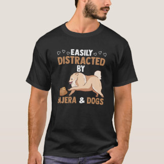 Camiseta Funny Facilmente Distraido Por Injera E Cães Flatb