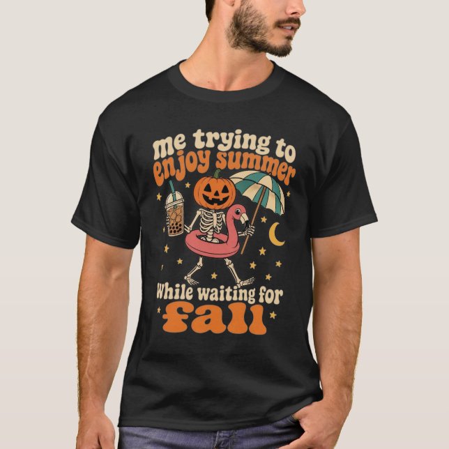 Camiseta Funny Fall Lover Autumn Summer Pumpkin Skeleton (Frente)
