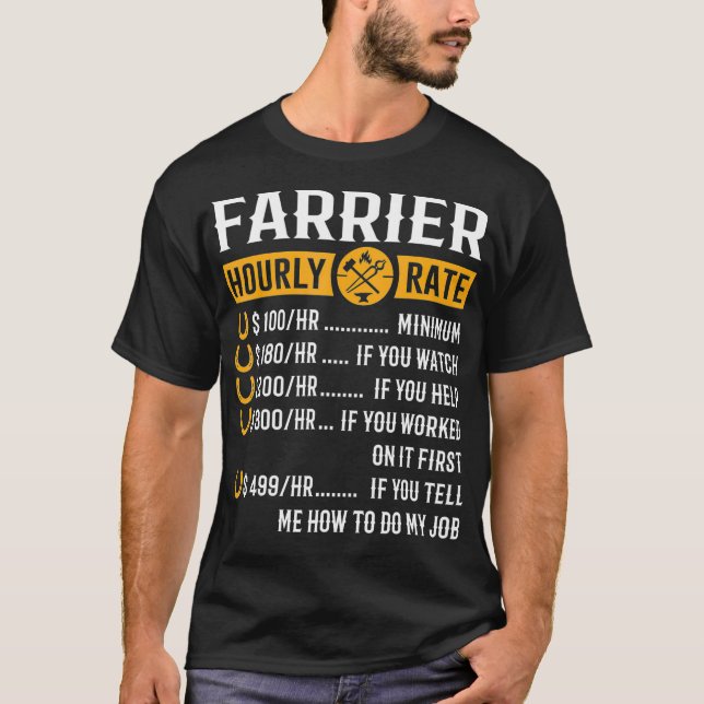 Camiseta Funny Farrier Oferece Taxa Horária Mais Rápida (Frente)