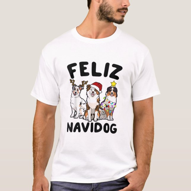 Camiseta Funny Feliz Navidog, amante de cães pastores austr (Frente)