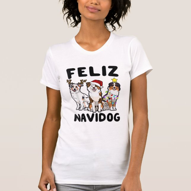 Camiseta Funny Feliz Navidog, amante de cães pastores austr (Frente)