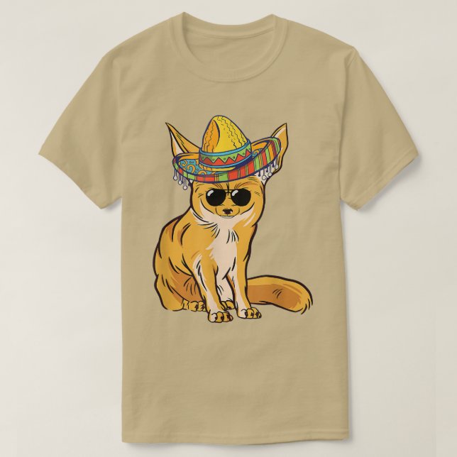 Camiseta Funny Fennec Fo Sombrero Meican Sunglass Fennec Fo (Frente do Design)