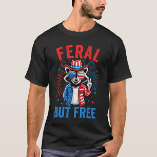 Camiseta Funny Feral, Mas Free USA Raccoon 4 De Julho Men