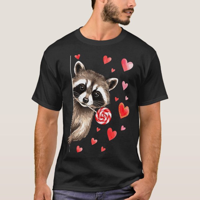 Camiseta Funny Feral Raccoon Valentine's Day Sarcastic Humo (Frente)