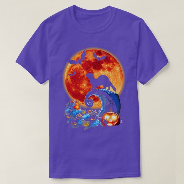 Camiseta Funny Ferret E A Lua Halloween Figurume Silhouket (Frente do Design)