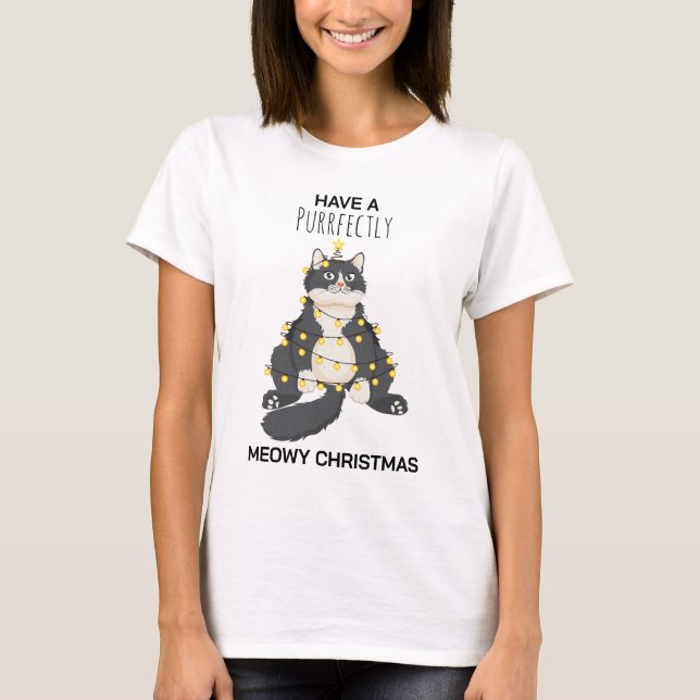 Camiseta Funny Festive Christmas Cat Minimal Animal Lover (Frente)