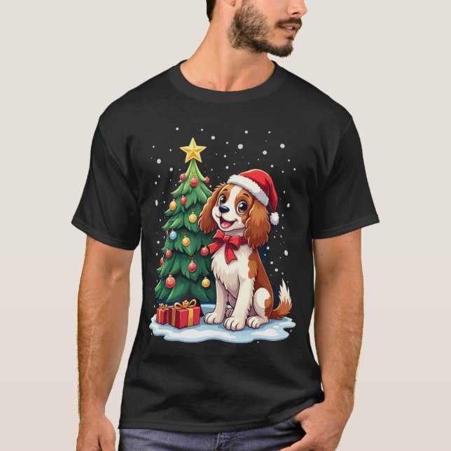 Camiseta Funny Festive Dog Costume with decorated Christmas (Frente)