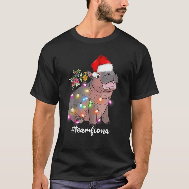 Camiseta Funny Fiona The Hippo Baby Christmas Lights (Frente)