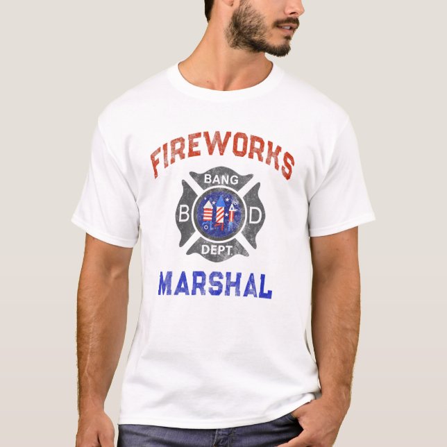 Camiseta Funny FIREWORTS MARSHAL Fireglass America Fire C (Frente)