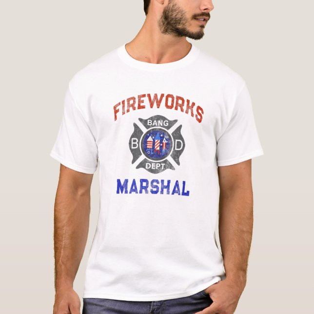 Camiseta Funny FIREWORTS MARSHAL Fireglass America Fire C (Frente)