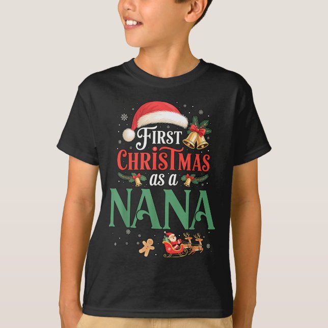 Camiseta Funny First Christmas As A Nana Matching Family Xm (Frente)