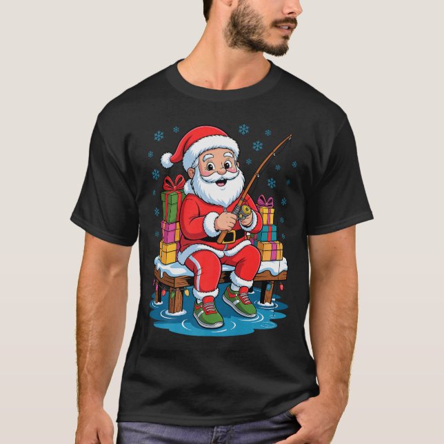 Camiseta Funny Fisherman Santa Fishing Lovers Christmas Xma (Frente)