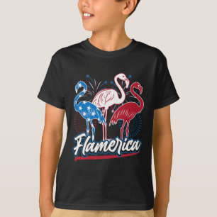 Camiseta Funny Flamingo 4º De Julho Bandeira Americana Patr