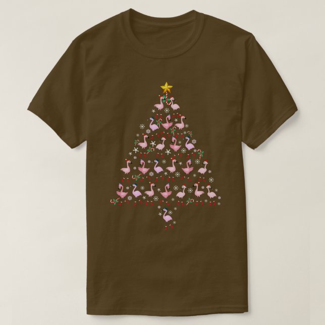 Camiseta Funny Flamingo Lover Christmas Light Tree Pajama T (Frente do Design)