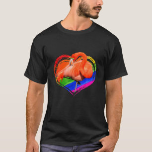 Camiseta Funny Flamingo Rainbow Heart Amante de os animais