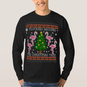 Camiseta Funny Flamingo Ugly Christmas Tree Sweater Ju