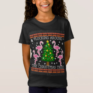 Camiseta Funny Flamingo Ugly Christmas Tree Sweater Ju