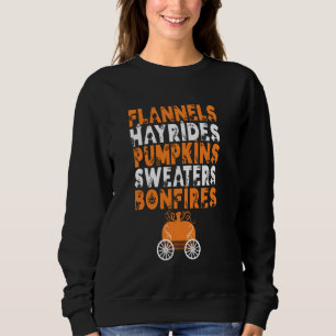 Camiseta Funny Flannels Hayrides Pumpkins Sweater Bonfire