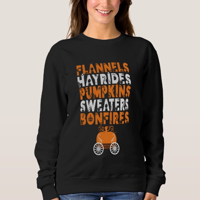 Camiseta Funny Flannels Hayrides Pumpkins Sweater Bonfire (Frente)