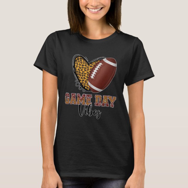 Camiseta Funny Football Women Men Kids Game Day Vibes Footb (Frente)