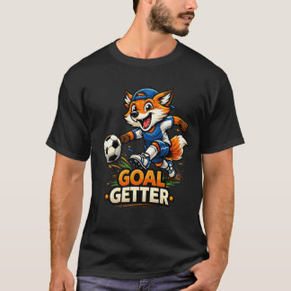Camiseta Funny Fox Playing Soccer Cartoon Design