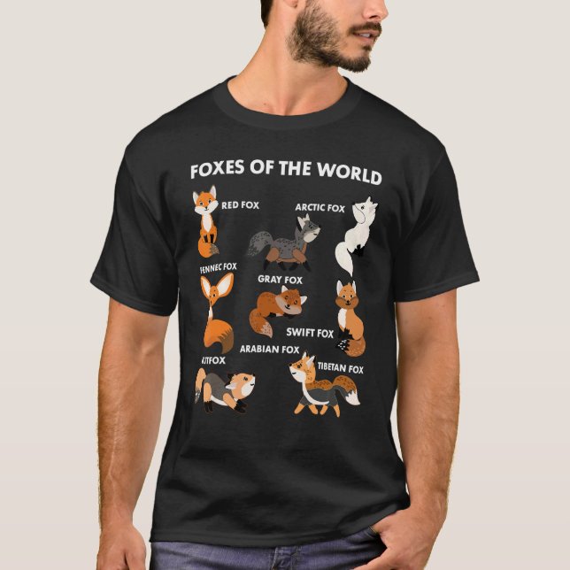 Camiseta Funny Foxes Of The World Shirt Foxes Lovers Gifts  (Frente)