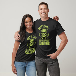 Camiseta Funny Frankenstein Retro Monster Humor Escuro