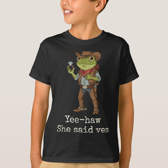 Camiseta Funny Frog Western Engagement Matching Couples Tee (Frente)
