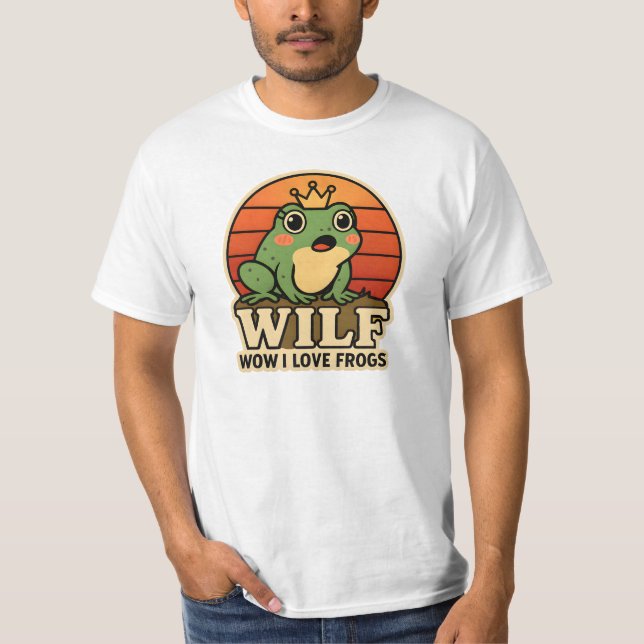 Camiseta Funny Frog – WILF Wow I Love Frogs Retro  (Frente)