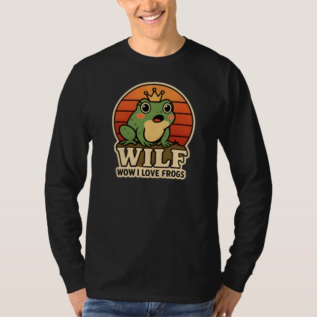 Camiseta Funny Frog – WILF Wow I Love Frogs Retro  (Frente)