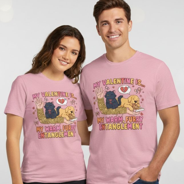 Camiseta Funny Furry Entanglement Dog Cat Valentine  (Criador carregado)
