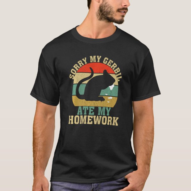 Camiseta Funny Gerbil Owner School My Gerbil Ate My Homewor (Frente)