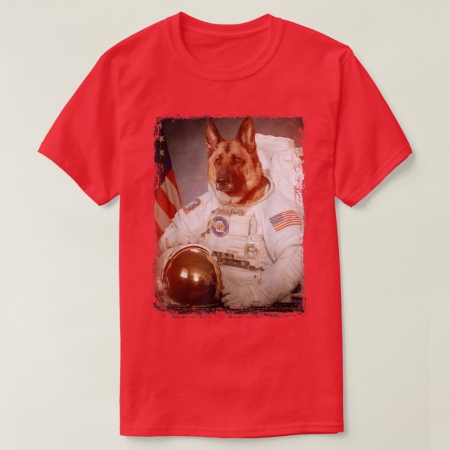 Camiseta Funny German Shepherd Astronaut Space Mission Astr (Frente do Design)