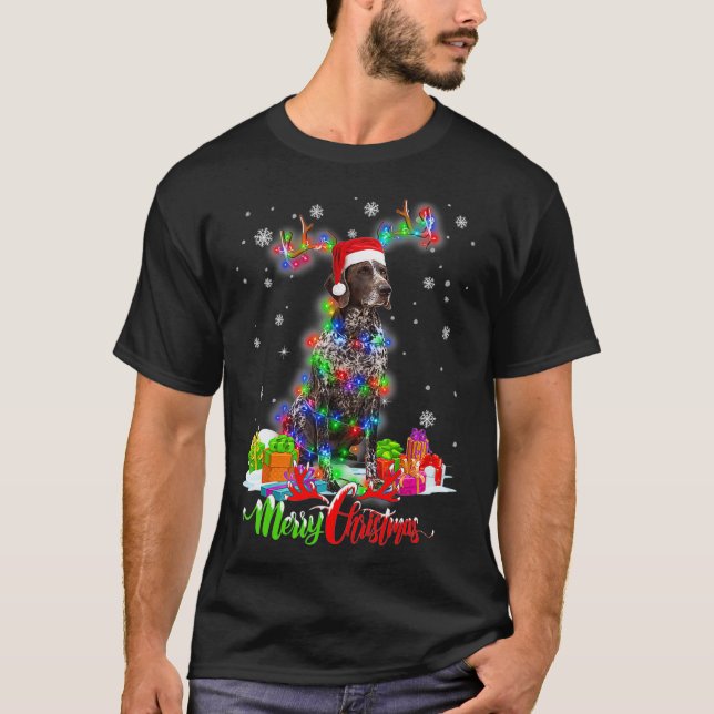 Camiseta Funny German Shorthaired Pointer Dog Merry Christm (Frente)
