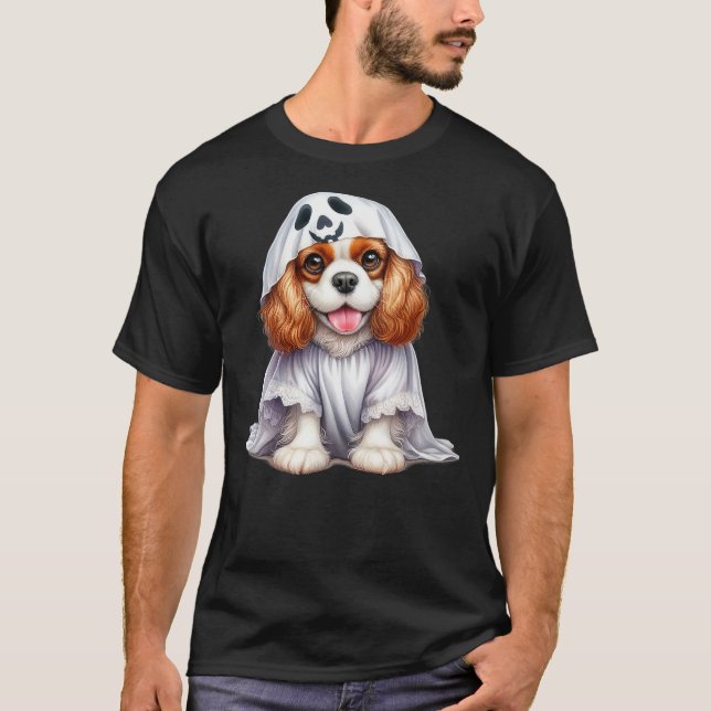 Camiseta Funny Ghost Cavalier King Charles Spaniel Dog Love (Frente)