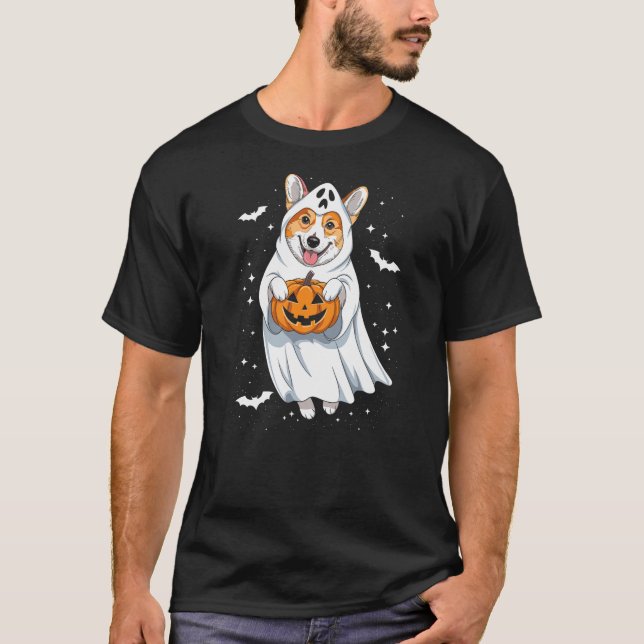 Camiseta Funny Ghost Corgi Lovers Spooky Halloween Costume  (Frente)