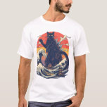 Camiseta Funny Giant Cat Catzilla Shirt<br><div class="desc">Unleash the purr-fect monster with this Retro Japanese Catzilla Cat T-Shirt! Featuring a giant mischievous cat towering over a stylized Japanese city with a vibrant vintage sunset background, this design is inspired by classic kaiju movie posters with a funny feline twist. The bold retro colors and distressed vintage style make...</div>