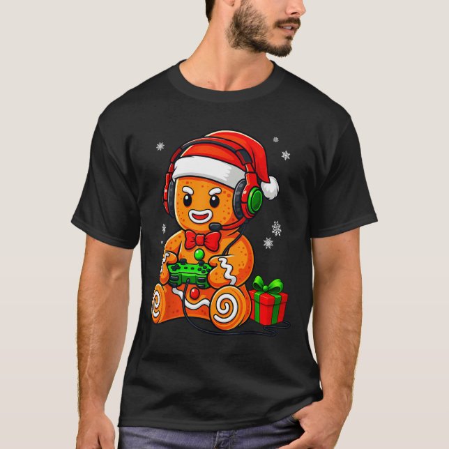 Camiseta Funny Gingerbread Gaming Pjs Pajamas Christmas Xma (Frente)