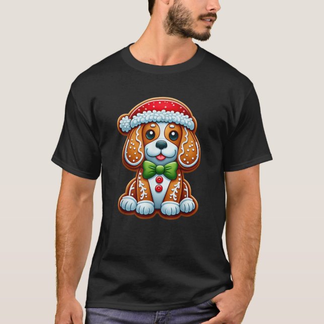 Camiseta Funny Gingerbread Man Beagle Christmas Dog Womens  (Frente)