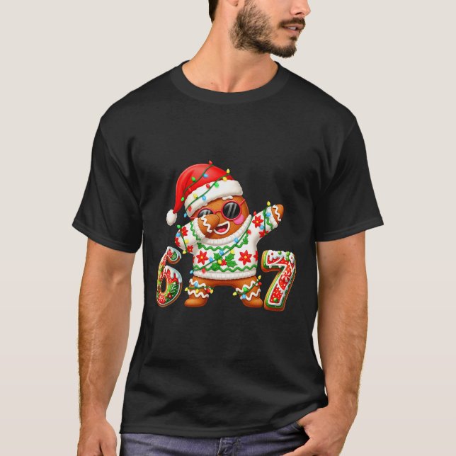 Camiseta Funny Gingerbread Six Seven 67 Ice Cream Drip Chri (Frente)