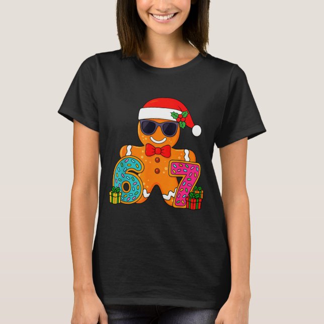 Camiseta Funny Gingerbread Six Seven 67 Ice Cream Drip Chri (Frente)