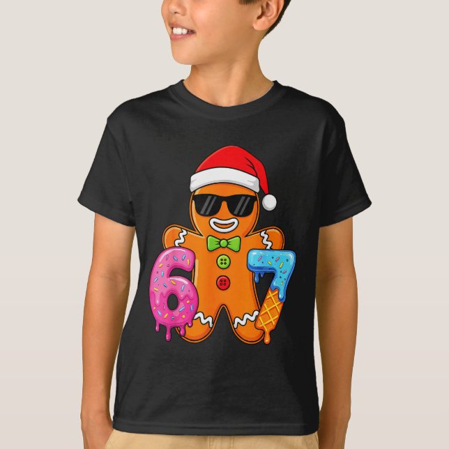 Camiseta Funny Gingerbread Six Seven 67 Ice Cream Drip Chri (Frente)