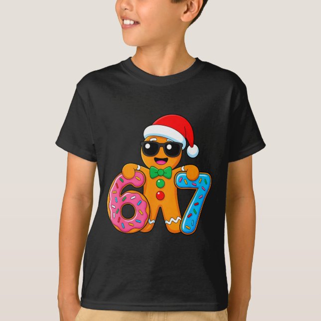 Camiseta Funny Gingerbread Six Seven 67 Ice Cream Drip Chri (Frente)