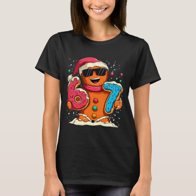 Camiseta Funny Gingerbread Six Seven 67 Ice Cream Drip Chri (Frente)