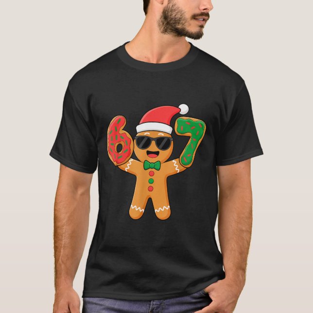 Camiseta Funny Gingerbread Six Seven 67 Ice Cream Drip Chri (Frente)